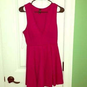 Fuschia low cut baby doll dress